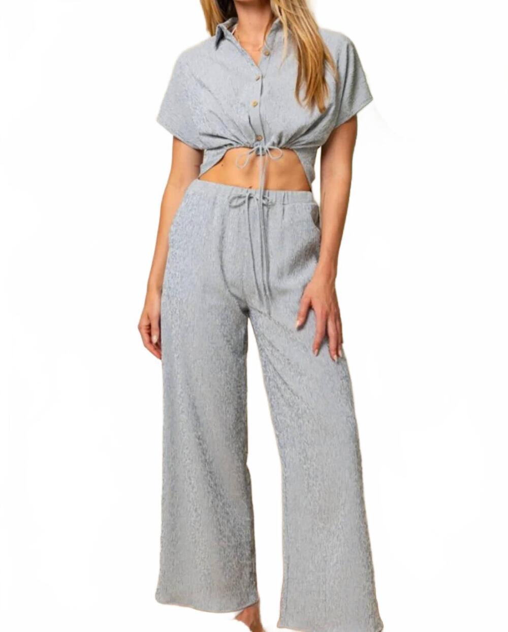 NEW GILLI maranda top and pants set in cream/navy